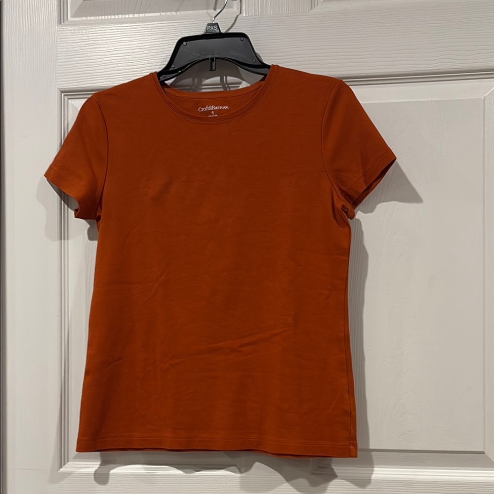 croft & barrow Women's Short Sleeve Crewneck Tee - Rust Orange